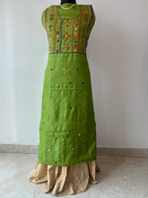 Load image into Gallery viewer, Lambani Tussar Unstitched Kurta - parrot green