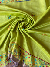 Load image into Gallery viewer, Lambani Embroidered Handwoven Maheshwari Silk-Cotton Saree.