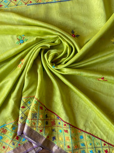 Lambani Embroidered Handwoven Maheshwari Silk-Cotton Saree.