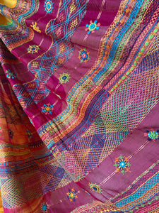 Lambani Embroidered Handwoven Maheshwari Silk-Cotton Saree.