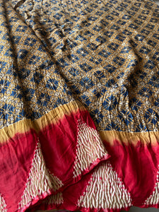 Shibori Ajrakh Fine Modal Silk Saree