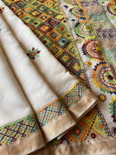 Load image into Gallery viewer, Lambani Embroidered Handwoven Maheshwari Silk-Cotton Saree.