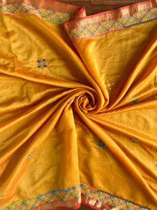 Lambani Embroidered Handwoven Maheshwari Silk-Cotton Saree.