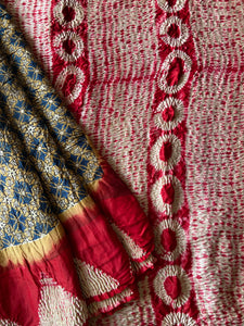 Shibori Ajrakh Fine Modal Silk Saree