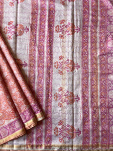 Block-Printed Silk-Cotton Saree