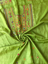 Load image into Gallery viewer, Lambani Tussar Unstitched Kurta - parrot green