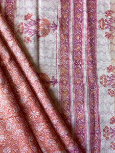 Block-Printed Silk-Cotton Saree