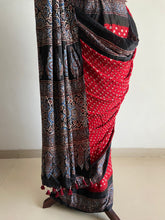 Load image into Gallery viewer, Ajrakh Bandhej fine Modal Silk Saree