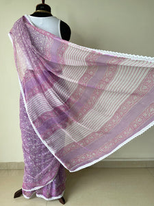 Kota Doria Crochet Lace Sarees