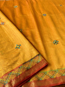 Lambani Embroidered Handwoven Maheshwari Silk-Cotton Saree.