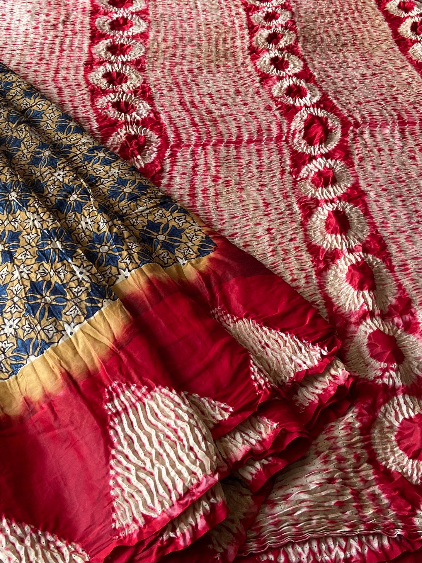 Shibori Ajrakh Fine Modal Silk Saree