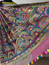 Load image into Gallery viewer, Lambani Embroidered Handwoven Maheshwari Silk-Cotton Saree.