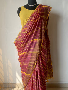 Lambani Embroidered Tussar Leheriya Saree