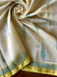 Block-Printed Silk-Cotton Saree