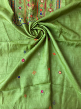 Load image into Gallery viewer, Lambani Tussar Unstitched Kurta - parrot green