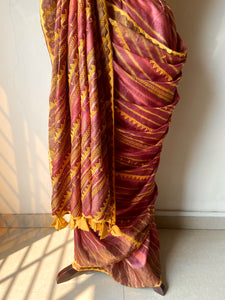 Lambani Embroidered Tussar Leheriya Saree