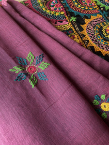 Lambani Embroidered Handwoven Maheshwari Silk-Cotton Saree.