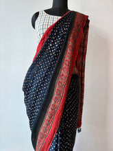 Load image into Gallery viewer, Ajrakh Bandhej fine Modal Silk Saree