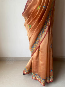 Lambani Embroidered Handwoven Maheshwari Silk-Cotton Saree.