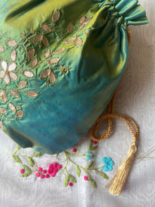 Silk Potli Green Blue