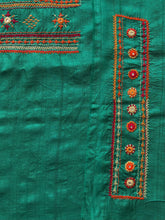 Load image into Gallery viewer, Lambani Tussar Unstitched Kurta - Tealish dark green