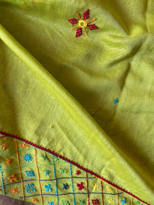 Lambani Embroidered Handwoven Maheshwari Silk-Cotton Saree.