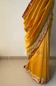 Lambani Embroidered Handwoven Maheshwari Silk-Cotton Saree.