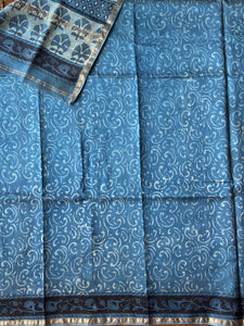 Block-Printed Silk-Cotton Saree