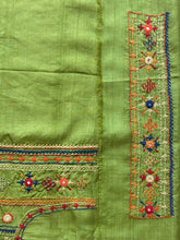 Load image into Gallery viewer, Lambani Tussar Unstitched Kurta - parrot green