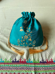 Silk Potli Tealish Blue