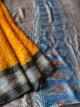 Load image into Gallery viewer, Ajrakh Bandhej fine Modal Silk Saree