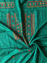 Load image into Gallery viewer, Lambani Tussar Unstitched Kurta - Tealish dark green