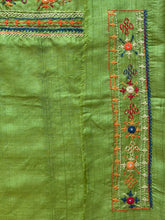 Load image into Gallery viewer, Lambani Tussar Unstitched Kurta - parrot green