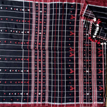 Load image into Gallery viewer, Handwoven Bhujodi Kala Cotton Saree