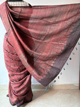 Load image into Gallery viewer, Ajrakh Tussar Silk Saree