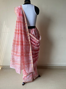 Block-Printed Silk-Cotton Saree