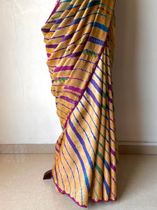 Lambani Embroidered Tussar Leheriya Saree