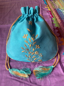 Silk Potli Firozee Blue