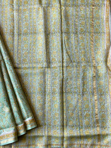 Block-Printed Silk-Cotton Saree