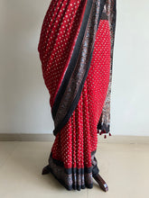 Load image into Gallery viewer, Ajrakh Bandhej fine Modal Silk Saree