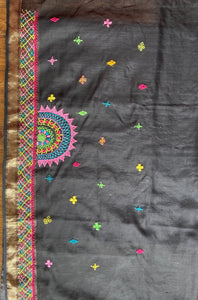 Lambani Embroidered Handwoven Maheshwari Silk-Cotton Saree.