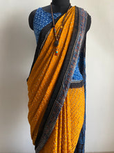 Load image into Gallery viewer, Ajrakh Bandhej fine Modal Silk Saree