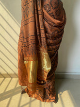 Load image into Gallery viewer, Ajrakh fine Modal Silk Lagdi Patta Saree