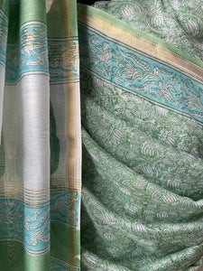 Block-Printed Silk-Cotton Saree