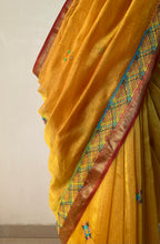 Load image into Gallery viewer, Lambani Embroidered Handwoven Maheshwari Silk-Cotton Saree.