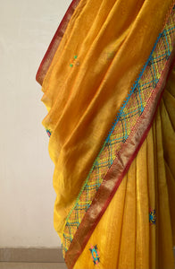 Lambani Embroidered Handwoven Maheshwari Silk-Cotton Saree.