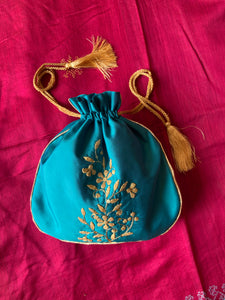 Silk Potli Tealish Blue