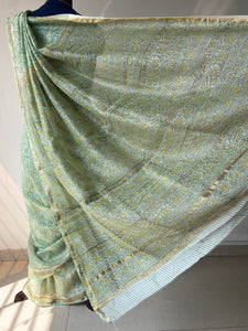 Block-Printed Silk-Cotton Saree