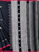 Load image into Gallery viewer, Handwoven Bhujodi Kala Cotton Saree