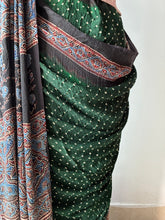 Load image into Gallery viewer, Ajrakh Bandhej fine Modal Silk Saree